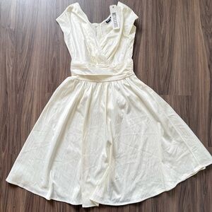 Retrolicious Cream Satin Dress with Tag